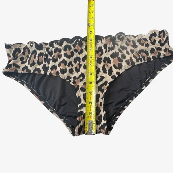 Kate Spade Crystal Cove Leopard Print Bikini Swim Bottom XL Studded Scallop Edge - Picture 6 of 9